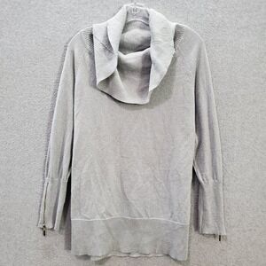 Thalia Sodi Women Sweater XL‎ Gray Silver Metallic Shimmer Cowl Neck Pullover